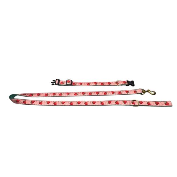 Up Country Strawberry Fields Dog Medium Collar Matching Lead Leash 2PC Set USA - Picture 5 of 14